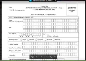 Singapore Visa Form